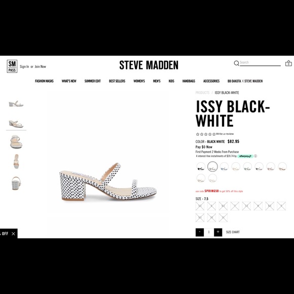 STEVE MADDEN ISSY BLACK-WHITE HEELED SANDAL - Picture 6 of 8